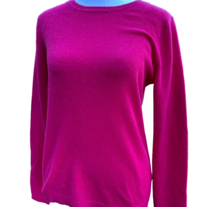 Ellen Tracy Cashmere Bright Pink Crewneck Sweater Small